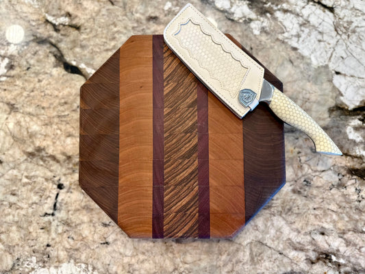 Walnut, Cherry, Purple Heart, & Zebra (End Grain) Butcher Block