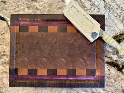 Walnut, Hard Maple, Wenge, Purple Heart (End Grain) Butcher Block